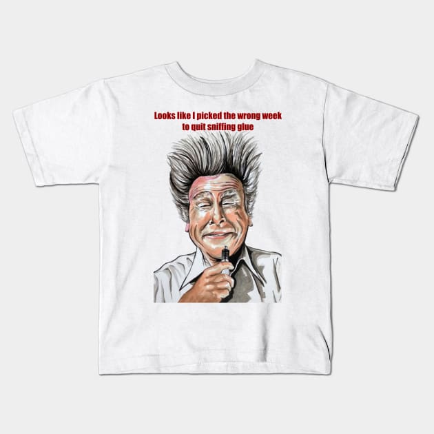 Airplane - wrong week to quit sniffing glue, Llloyd Bridges illustration Kids T-Shirt by smadge